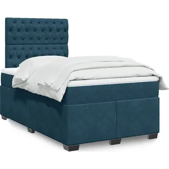 Postel vidaXL Box spring postel s matrací 120x190 cm samet [3290868] Barva: Modrá