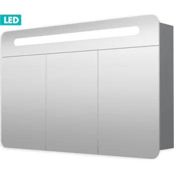 Koupelnový nábytek Naturel GALPIR100LED 100 cm, 3 dveře, LED osvětlení, zásuvka a vypínač, IP44 šedá