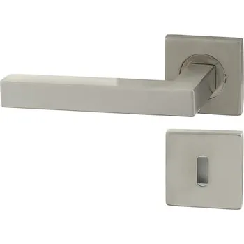 Dveřní kování Nerezová klika Naturel CUBE s rozetou na klíč KLIKACUBE