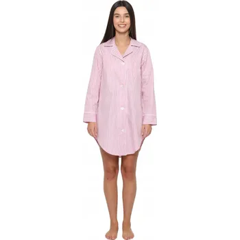 Dámská noční košile Dámská košile noční RE-636 - proužkovaná (v pruzích) - 100% bavlna - růžová - S/M