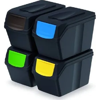 PROSPERPLAST Odpadkový koš SORTIBOX II antracit, objem 4x25L