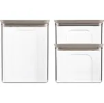 STEFANPLAST Sada 3 obdélníkových dóz Tosca, transparetní/světle šedé