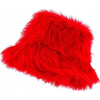 Čepice Klobouk Bucket Červený Plyšový Módní Doplněk