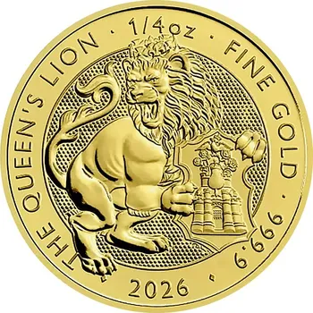 Zlatá investiční mince The Royal Tudor Beasts - The Queen's Lion 1/4 Oz 2026