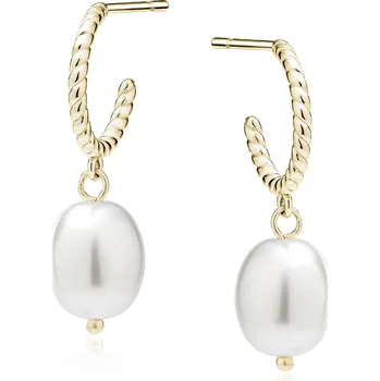 Náušnice Pozlacené kruhy s perlou Twisted Ag 925/1000