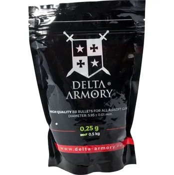 Airsoftová zbraň Delta Armory airsoftové bio kuličky 0,25g 0,5kg - bílé