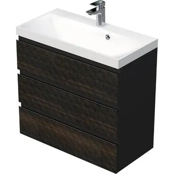 Koupelnový nábytek Koupelnová skříňka s umyvadlem SAT Cube Way 80x71x40 cm hnědá mat CUBE3D803ZH