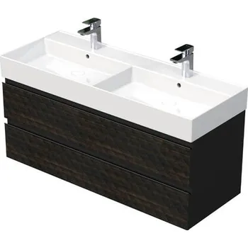 Koupelnový nábytek Koupelnová skříňka s umyvadlem SAT Cube Way 120x47,5x46 cm hnědá mat CUBE3D461202ZHSAT