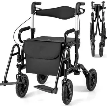 Invalidní vozík Skládací invalidního vozík 2 v 1 JH10028BK, černý - B COSTWAY