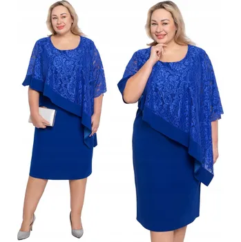 Dámské šaty Chrpově modré šaty s asymetrickým vrškem velikost 56