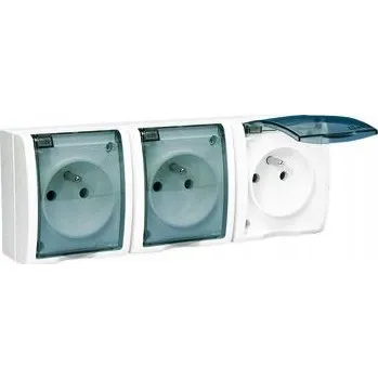Elektrická zásuvka Trojitá zásuvka venkovní nástěnná do garáže IP54 KONTAKT SIMON AQUARIUS