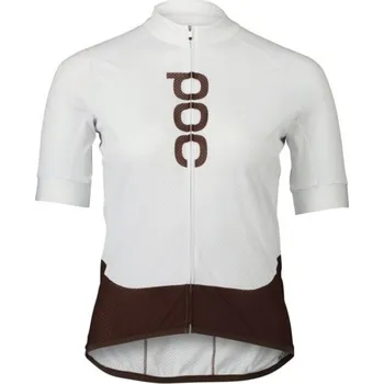 cyklistický dres Dres POC W's Essential Road Logo Jersey Hydrogen White/Axinite Brown S - doprava zdarma