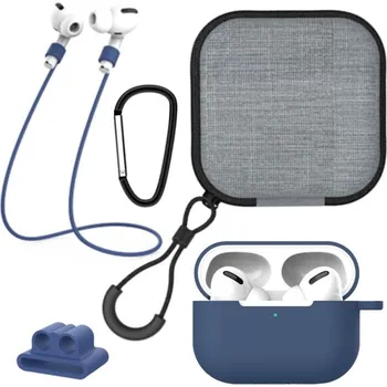 Pouzdro na mobilní telefon Praktická sada 5v1 pro AirPods Pro - tmavě modrá