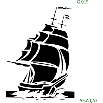 Plastová šablona pro malování - Auta, lodě, letadla, vlaky - Loď (G019) - A5 , Nelepící folie