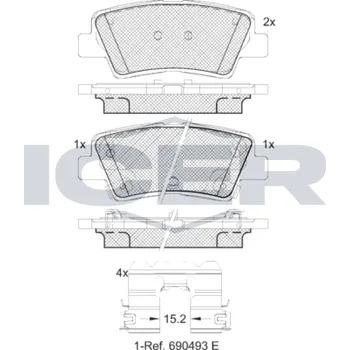 Auto-moto Sada brzdových destiček, kotoučová brzda ICER 182036-066