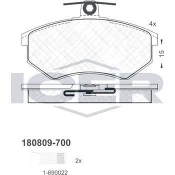 Auto-moto Sada brzdových destiček, kotoučová brzda ICER 180809-700