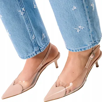 Dámské lodičky Lodičky Dámské Béžové Transparentní Na Jehlovém Podpatku Stylové Pohodlné Moderní vel. 38