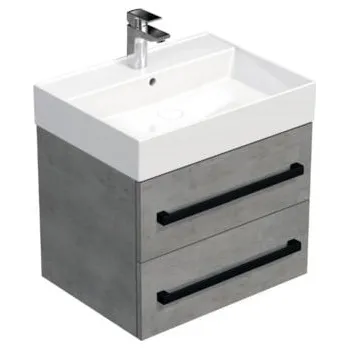 Koupelnový nábytek Koupelnová skříňka s černou úchytkou a umyvadlem SAT Cube Way 60x53x46 cm beton mat CUBE46C603BESAT
