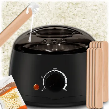 Přípravek na depilaci a epilaci OHŘÍVAČ VOSKU + TVRDÝ VOSK 600 g + 10 TYČINEK SADA NA DEPILACI