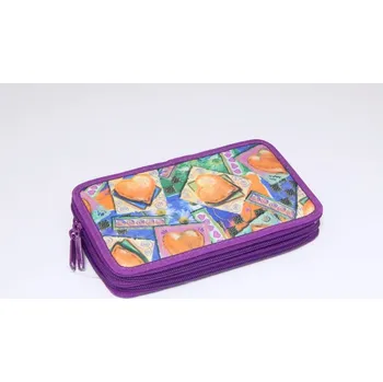 Penál KOH-I-NOOR Dvoupatrový naplněný fialový/srdíčka