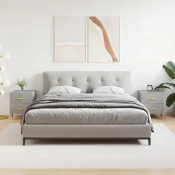 Noční stolek vidaXL Noční stolky 2 ks 40 x 35 x 47,5 cm kompozitní dřevo [827275] Barva: Betonová šedá