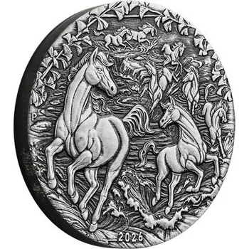 Lunární série III. - stříbrná mince Year of the Horse (Rok koně) 2 Oz 2026 Antique