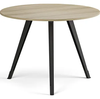 Konferenční stolek Konferenční stůl PRIMO ZEN, průměr 100 cm, černá podnož, dub přírodní