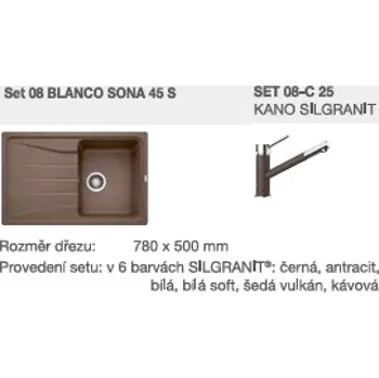 Vodovodní baterie SET 08-C 26 SONA 45 S antracit +KANO antracit