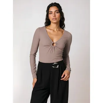 Body Sinsay - Body s dekorativním výstřihem - béžová - 747EU-08J - 747EU-08J-L