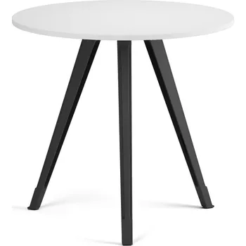 Konferenční stolek Konferenční stůl PRIMO ZEN, průměr 80 cm, černá podnož, bílá