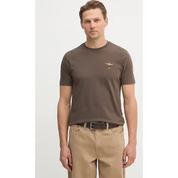 Bavlněné tričko Aeronautica Militare TS1580UJ00372 hnědá 88X, vel. L