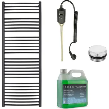 Radiátor CERANO - Koupelnový elektrický radiátorový set Stefano - 900W - černá matná - 1710x650 mm