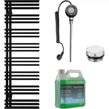 Radiátor CERANO - Koupelnový elektrický radiátorový set Burke - L/P - WIFI - 600W - černá matná - 1600x500 mm