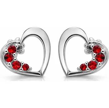 Náušnice Stříbrné náušnice s českým granátem Helen - Rhodiování, šroubek