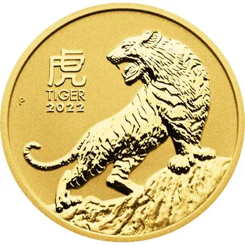 Zlatá investiční mince Rok Tygra Lunar III 1/10 Oz 2022
