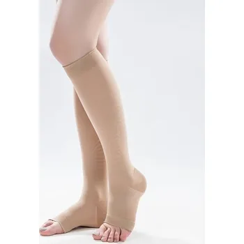 Stahovací punčochy MEDIAL Distribuce Zdravotní kompresivní punčochy lýtkové 2.KT (otevřená špice) Barva: Tělová, Velikost: 5XL