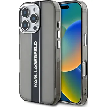 Pouzdro na mobilní telefon Karl Lagerfeld IML Stripe Logo Zadní Kryt-Černá / iPhone 16 Pro Max
