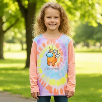 Dívčí oblečení Kugo KT9936 Dívčí tričko meruňkové