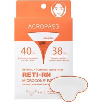 Pleťové sérum Acropass - Retinol Reti-RN Microcone Patch T Shaped - Mikrojehličková anti-age náplast s retinolem a PDRN pro cílenou péči o hlubší vrásky glabella 4 ks