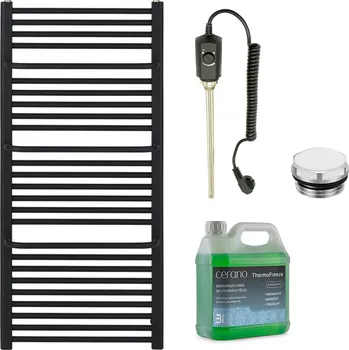 Radiátor CERANO - Koupelnový elektrický radiátorový set Antonio - 900W - černá matná - 1460x550 mm