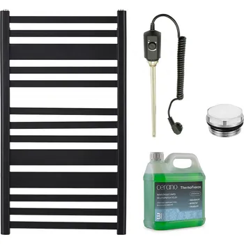 Radiátor CERANO - Koupelnový elektrický radiátorový set Enrico - 300W - černá matná - 660x550 mm