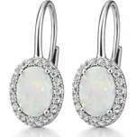 Stříbrné náušnice s bílým opálem Ina Aura