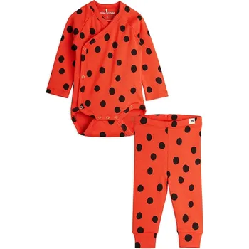 Kojenecká čepice Dětská bavlněná souprava Mini Rodini Dots 2524010342 červená 33X, vel. 50