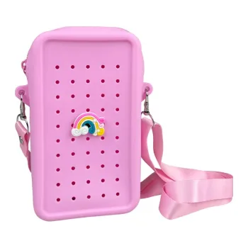 Kabelka Gifty - Silikonová crossbody taštička růžová + 1 pin zdarma