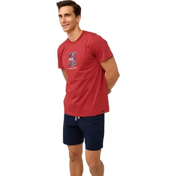 Pánské pyžamo Bavlněné pánské pyžamo Vamp s krátkými rukávy 22650 red hot pepper velikost L