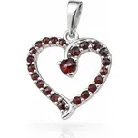 Stříbrný přívěsek srdce s granátem nebo vltavínem Amora - Český granát, Rhodiování