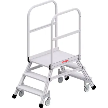 Schůdek Oboustranná pojízdná hliníková plošina HYMER 3 nášlapy