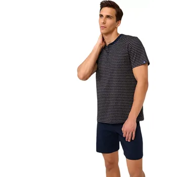 Pánské pyžamo Pánské bavlněné pyžamo Vamp s knoflíkovou légou 22631 modré velikost 3XL