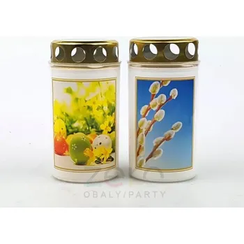 Smuteční dekorace Svíčka hřbitovní s víčkem (100 g) - Velikonoce (mix)