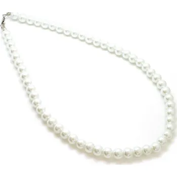 Náhrdelník Náhrdelník korálky bílé, 8 mm Ibay - 42+5 cm prodluž. řetízek